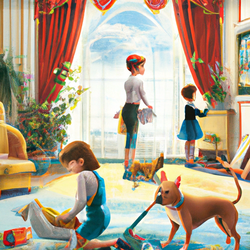 Image of a busy family home with children and pets which contributes to a higher carpet cleaning frequency.