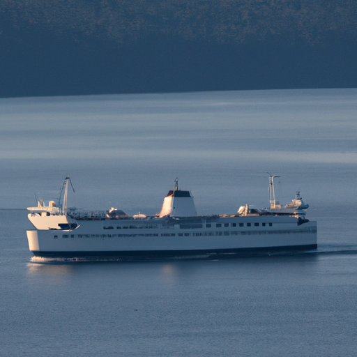 An artistic representation of a ferry departing from the mainland, symbolizing the beginning of an adventure